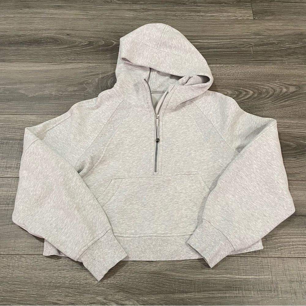 Lululemon Scuba Oversized 1/2 Zip Hoodie Heathered Ultra Light Grey Size XS/S